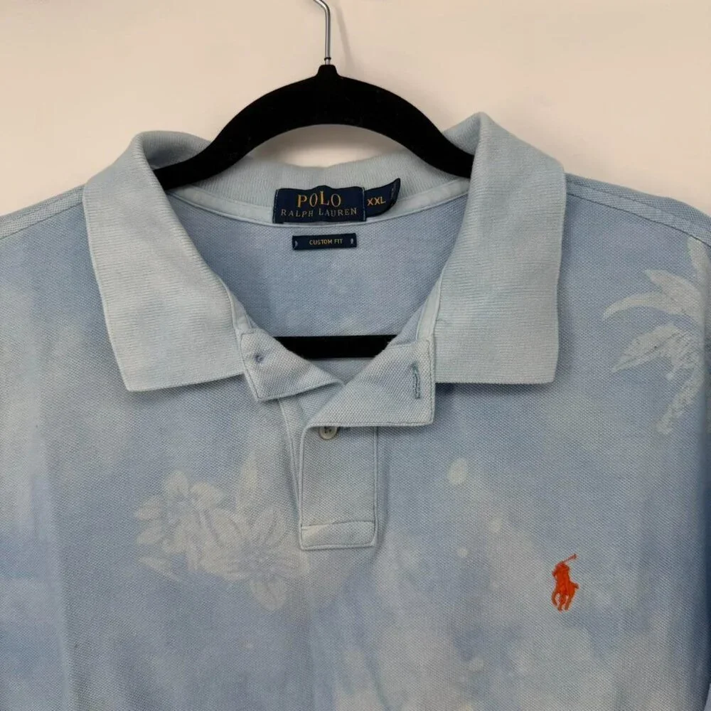 Polo Ralph Lauren Blue Dip Dyed Custom Fit Mesh Shirt 2XL